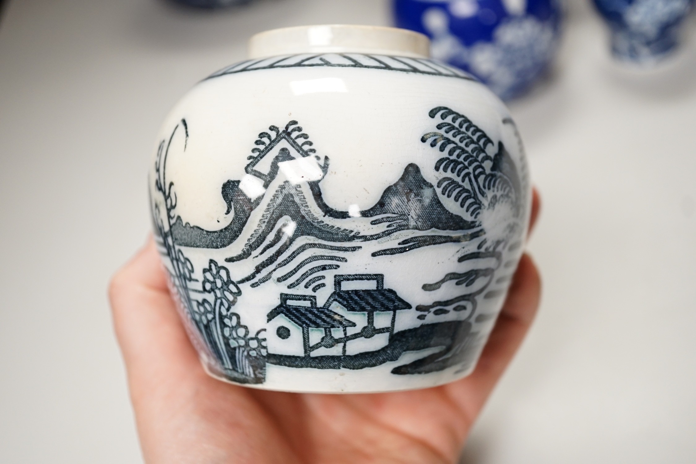 A quantity of various Chinese ceramics including blue and white jars, a ‘dragon’ bowl etc.